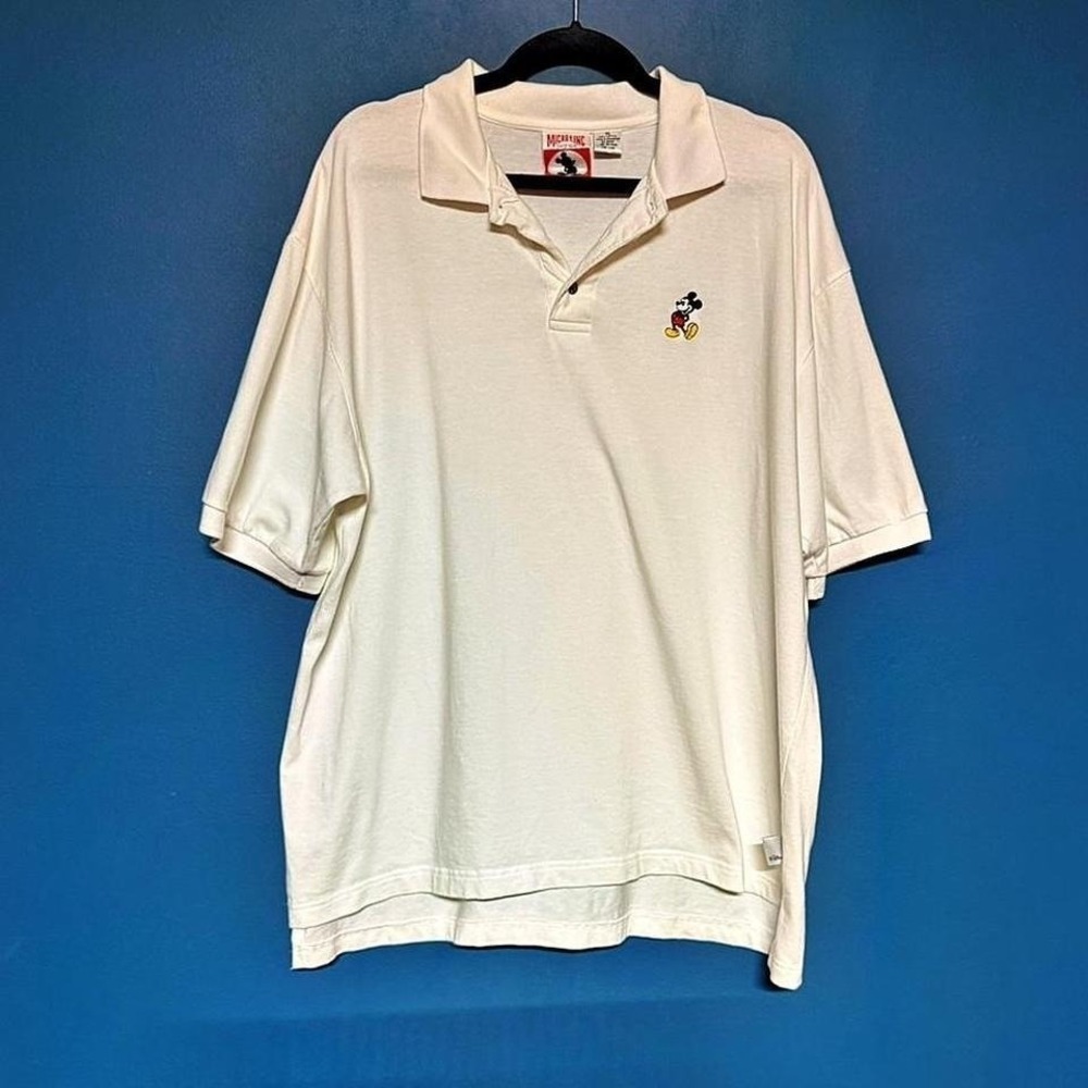 Vintage Disney Polo Shirt Men's Size XL White Mickey Mouse WDW Preppy Classic